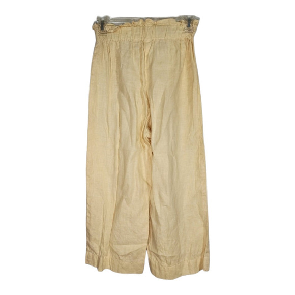 Morning view mesa linen pant in yellow wide leg flowy ankle crop high waisted - Picture 3 of 10